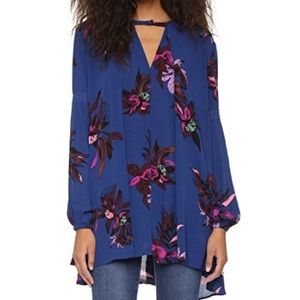 Free People Blue Tree Swing Tunic Dress Sz XS